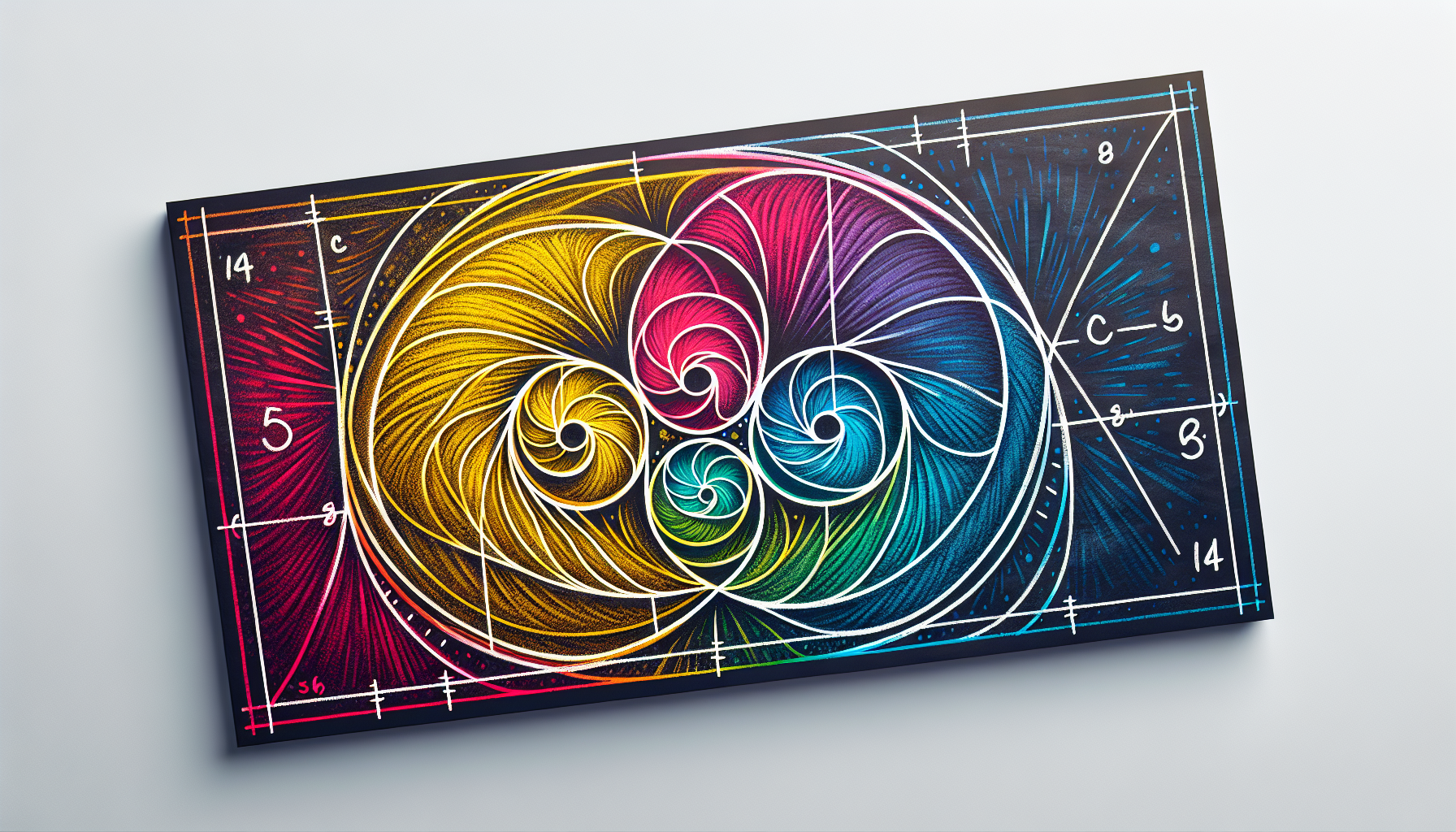 A Fibonacci spiral drawn on a chalkboard